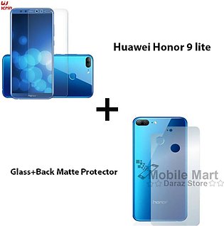 Honor 9 Polish 2.5D Tempered Glass Screen Protector + Huawei Honor 9 Lite Back Protector Matte For Honor 9 Lite