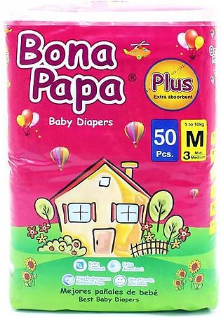 BONA PAPA Medium Size Baby Diaper (50 Pcs) Diapers Plus BONAPAPA