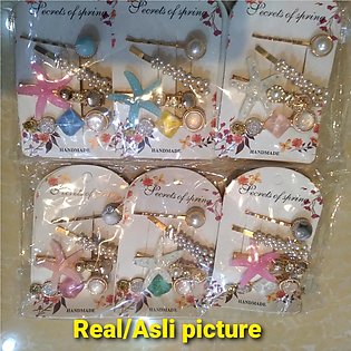 2022 Pearl Crystal Acrylic 4 pcs/set Hair Clips Set for Women Retro Geometric Barrettes Hairpin Girl Hair Accessories Fashion Jewelry