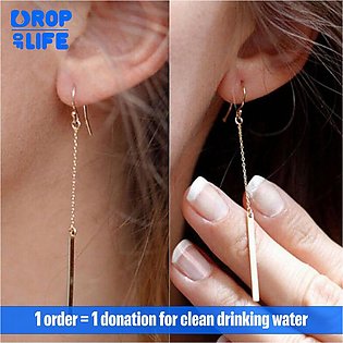 Dangle Earring Long Tassel Strip Drop For Women Stainless Steel Dangling for Fashion and Chain-Shaped Hook Rose Gold Earrings Elegant Geometric Stick Pendant Stylish Simple chain New Bohemian Gift Jewellery