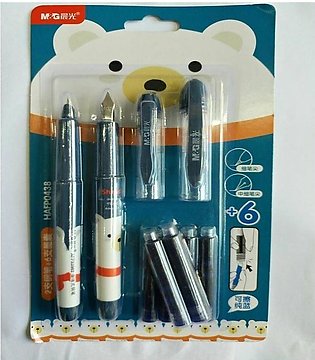 2 Fountain Pen with 6 Cartridges - Blue
