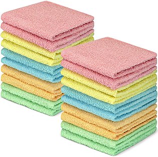 Washcloths Cotton Plain Terry Hand Towel Multicolored 12 x 12 Inch