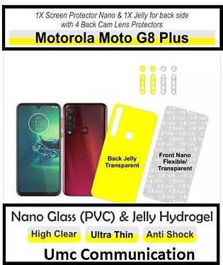 Motorola Moto G8 Plus - Pack of 6 - Screen Protector Back side with 4 pieces of back cam lens protectors