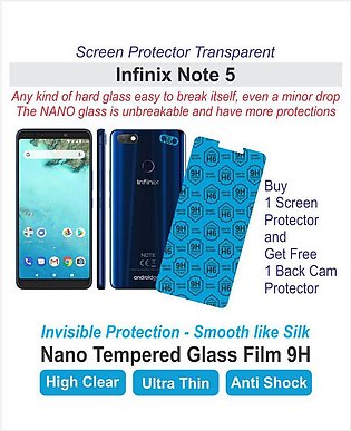 Infinix Note 5 - Screen protector - Best Material - Nano Glass - with Back Cam Protector