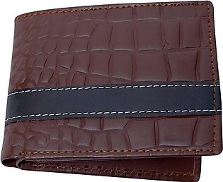 Customized Genuine Leather Men's Purse Wallet for Men | BiFold Wallet for Men | Vintage Leather Wallet | Stylish Crocodile Texture Leather Wallet - Brown