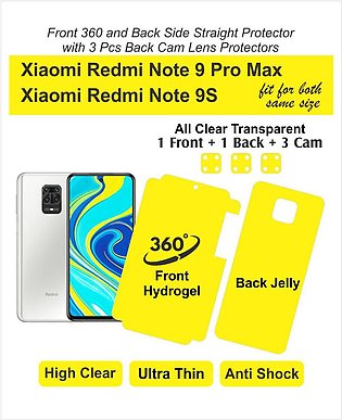 Xiaomi Redmi Note 9 Pro Max and for Redmi Note 9S - Screen Protector - Front 360 and back Hydrogel with 3 cam protectors