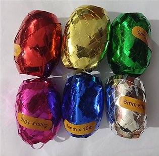 6 Pcs/Lot 5mm x 10M Multi Colors Balloon Ribbon Roll DIY Gifts Crafts Foil Curling for Birthday Gift METALLIC CURLING RIBBON