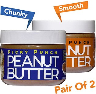 Picky Punch Peanut Butter Smooth & Chunky Pair, 500g All Natural, 8g Protein