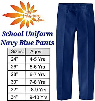 School Uniforms Blue Pants / Half Elastic Navy Blue Pant / (Size 24-34)