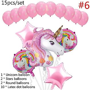 15 pcs set Rainbow Unicorn foil Balloons unicorn party theme Helium balloon pink latex balloon Baby Shower kids Birthday Party toys