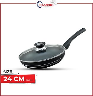 KLASSIC Round Frying Pan with Glass Lid 24Cm Non Stick