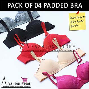 Pack of 04 Imported Soft Foam Padded Bra for Girls & Women  Multi Colour brazier  Brief Blouse  Ladies Undergarments