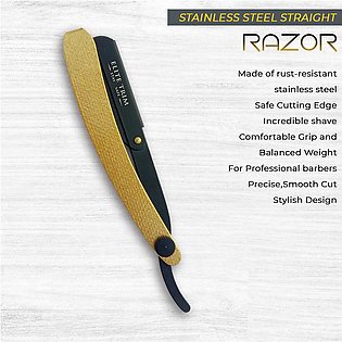 High Quality Shaving Razor - Matt Black/Gold Straight Professional Razor For Men Barber Salon - Safety Cut Throat Ustra - Made of steel