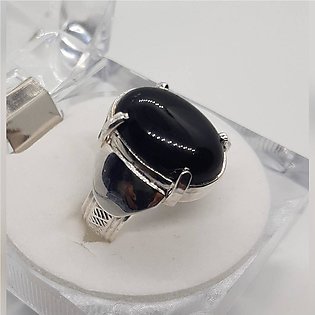 Natural Black Aqeeq Ring , Black Agate Stone Ring , 925 Silver (Chandi) Ring