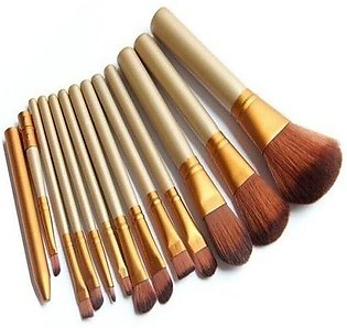 AT Fashions Pack Of 12 Cosmetic Brushes - Golden