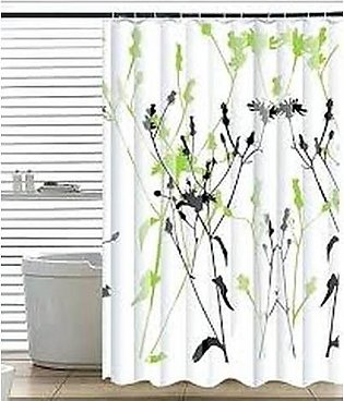 Waterproof Shower Curtain With 12 Rings For Bathroom Toilet- Multi Color