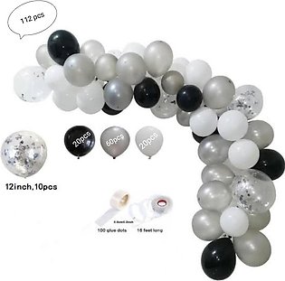 112 pcs Black Silver and White balloons garland arch kit Casino theme party night balloon wedding Birthday Party Decorations