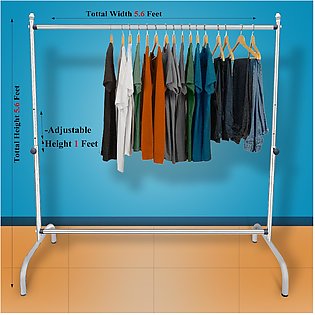 High Quality Cloth Hanging Stand Rack Single Pole For Home, Boutique , Garments Shop , Outdoor And Bedroom (20 Guage Metal) Height adjustable