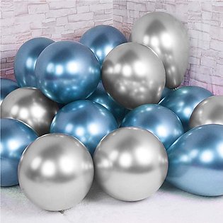 20 Blue & Silver Metallic Balloons Pack .