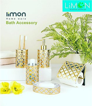 Limon Bath Accessory Set - Tissue Holder,Toothpase,Toothbrush,Soap Dispenser & Soap Holder