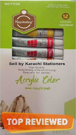 Keep Smiling Acrylic Colour Paints - Pack of 12