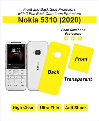 Nokia 5310 (2020) - front and back straight with 3 back cam lens protectors - pack of 5 - jelly material anti shock