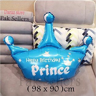 Large Pink Blue Helium Balloon Prince Princess Crown Foil Balloons Happy Birthday , Baby Shower Boy / Girl  Party Decoration