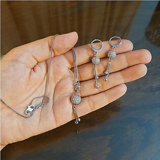 Earring , Necklace Set – Silver With Box – AS80