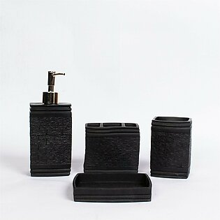 Black Textured Bathroom Set | Bathroom Accessories | Tumblers Set - 4 pcs