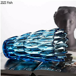 Crystal Glass Vase ZigZag Pattern - Blue & Pink
