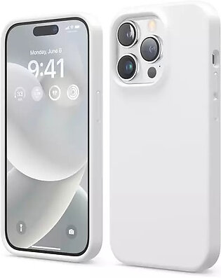 iPhone 14 Pro Liquid Silicon Case by elago Full Body Protective Cover, Shockproof, Slim Phone Case, Anti-Scratch Soft Microfiber Lining – White