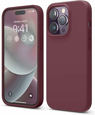 iPhone 14 Pro Max Liquid Silicon Case by elago Full Body Protective Cover, Shockproof, Slim Phone Case, Anti-Scratch Soft Microfiber Lining – Burgundy