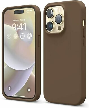 iPhone 14 Pro Max Liquid Silicon Case by elago Full Body Protective Cover, Shockproof, Slim Phone Case, Anti-Scratch Soft Microfiber Lining – Brown