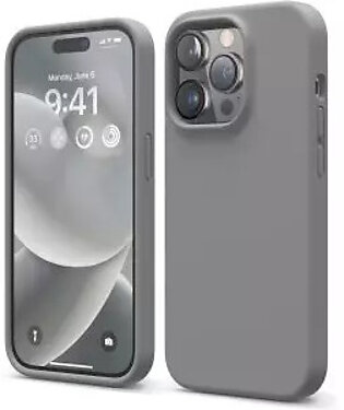 iPhone 14 Pro Liquid Silicon Case by elago Full Body Protective Cover, Shockproof, Slim Phone Case, Anti-Scratch Soft Microfiber Lining – Dark Grey
