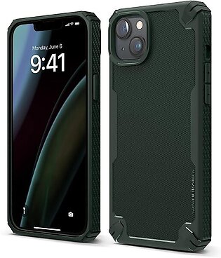 iPhone 14 Plus Armor Case by elago US Military Grade Drop Protection, Heavy-Duty Protective, Carbon Fiber Texture, Tough Rugged Design, Shockproof Bumper Cover – Dark Green