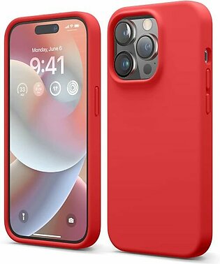 iPhone 14 Pro Liquid Silicon Case by elago Full Body Protective Cover, Shockproof, Slim Phone Case, Anti-Scratch Soft Microfiber Lining – Red