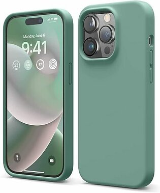 iPhone 14 Pro Liquid Silicon Case by elago Full Body Protective Cover, Shockproof, Slim Phone Case, Anti-Scratch Soft Microfiber Lining – Midnight Green
