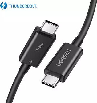 UGREEN Thunderbolt 4 Cable USB-C to USB-C Cable 100W Fast Charging and 8K Video, Compatible with Thunderbolt 3, USB4 and USB-C, MacBook, eGpu, USB-C Docking Stations – Black – 2.6 Feet – 30389