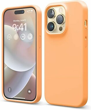 iPhone 14 Pro Liquid Silicon Case by elago Full Body Protective Cover, Shockproof, Slim Phone Case, Anti-Scratch Soft Microfiber Lining – Orange