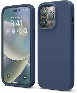 iPhone 14 Pro Liquid Silicon Case by elago Full Body Protective Cover, Shockproof, Slim Phone Case, Anti-Scratch Soft Microfiber Lining – Jean Indigo