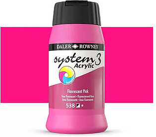 Daler Rowney System3 Acrylic Paint Fluorescent Pink – 500ml