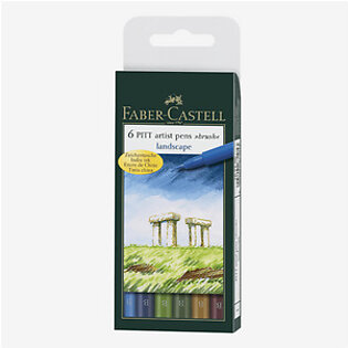Faber Castell Pitt Artist Pen Brush Tip Marker Wallet of 6