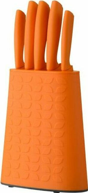5Pc Orange Knife Block Set