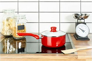 Ecocook Red Saucepan With Glass Lid – 2.2 Ltr