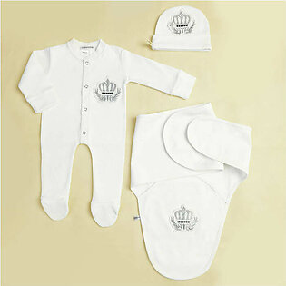 Embroidered Prince Crown Romper Set