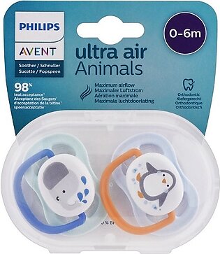 Philips Avent Ultra Air Pacifier 0-6M Boys Elephant/Penguin