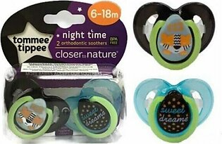 Tommee Tippee Closer To Nature Night Time Soother 6-18M Pk 2