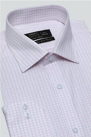 Light Pink Pin Check Formal Shirt For Men
