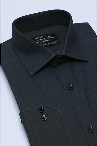 Dark Grey Plain Formal Shirt For Men