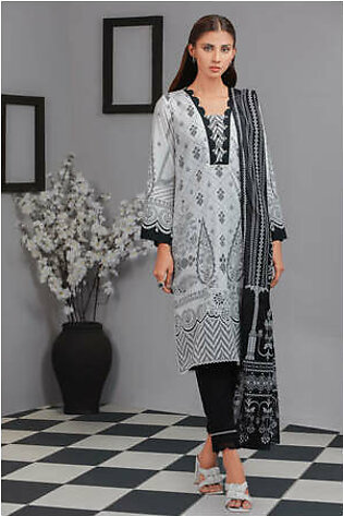 Unstitched 3 Piece Cambric Printed Shirt , Cambric Printed Dupatta & Cambric Dyed Trouser